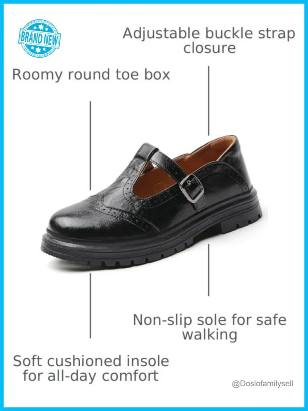Women Platform Mary Jane Oxford Shoes Faux Leather T-Strap Buckle